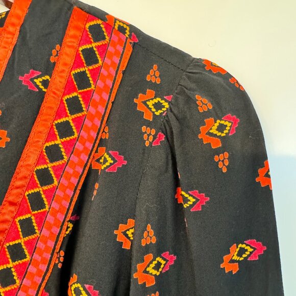 Colourful Long Sleeved Patterned Midi Dress - Picture 4 of 13